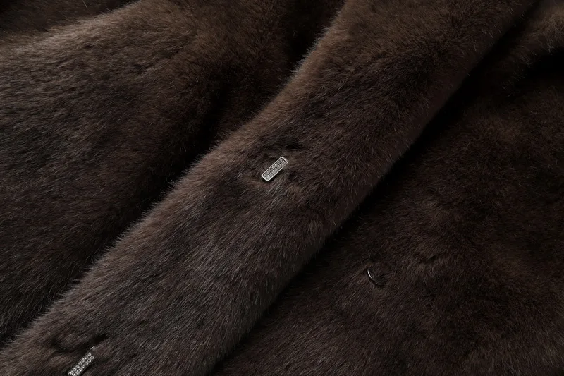 Neo Mint 2024 Winter Luxury Faux Mink Fur Coat Women Iconic Brand Long Outerwear Jacket Crystal Hooks Street Style Warm Overcoat