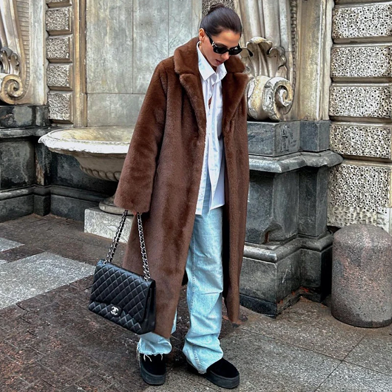 Neo Mint 2024 Winter Luxury Faux Mink Fur Coat Women Iconic Brand Long Outerwear Jacket Crystal Hooks Street Style Warm Overcoat