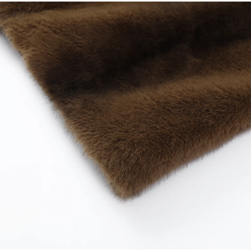 Women's Dark Brown Faux Fur Long Overcoat Single Breasted Fleece Long Trench Coat Winter Fluffy Plush Warm New Thicken Outerwear