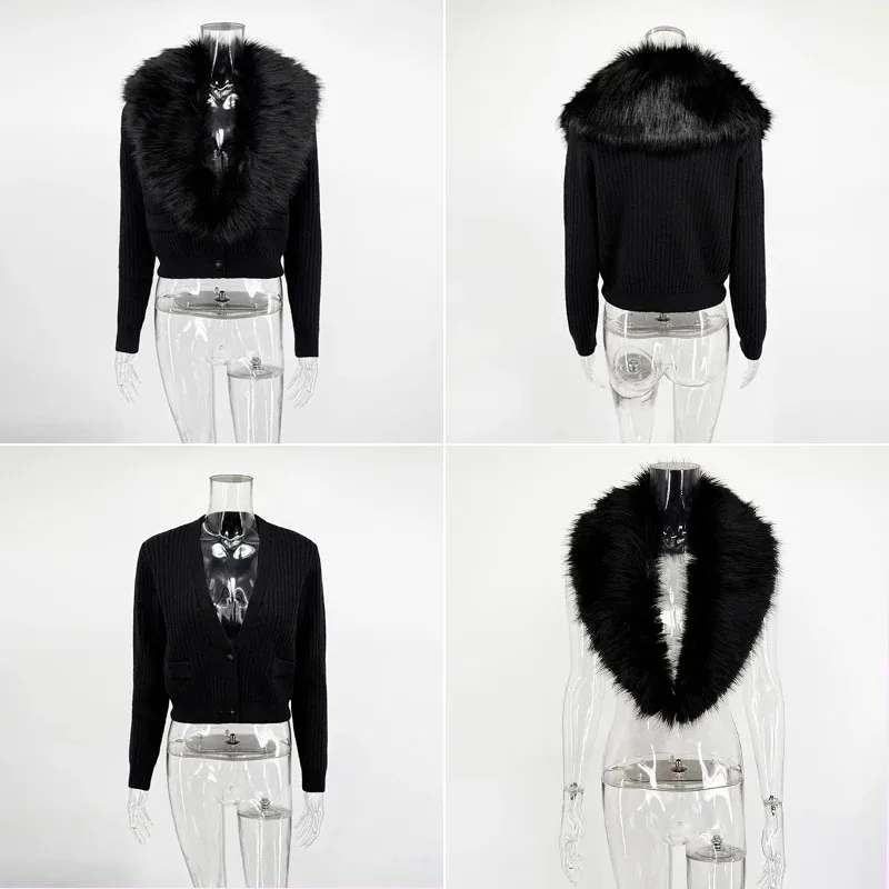 Tuularose Elegant Faux Fur Coats Women's Warm Puffy Slim Long-Sleeve Collared Cardigan Winter Fashion High-Street Women Outwear