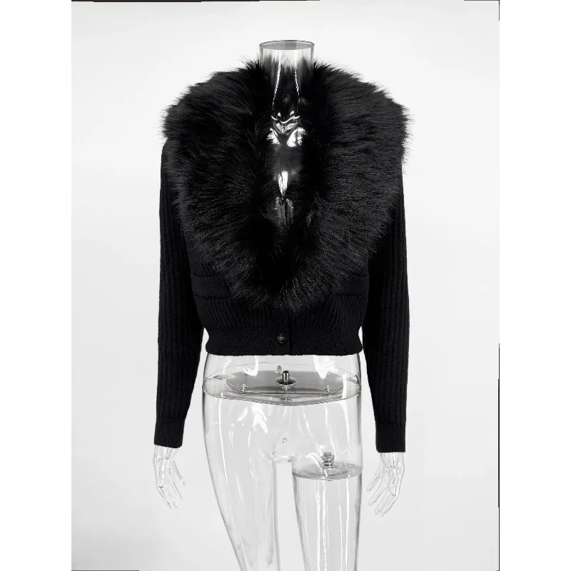 Tuularose Elegant Faux Fur Coats Women's Warm Puffy Slim Long-Sleeve Collared Cardigan Winter Fashion High-Street Women Outwear