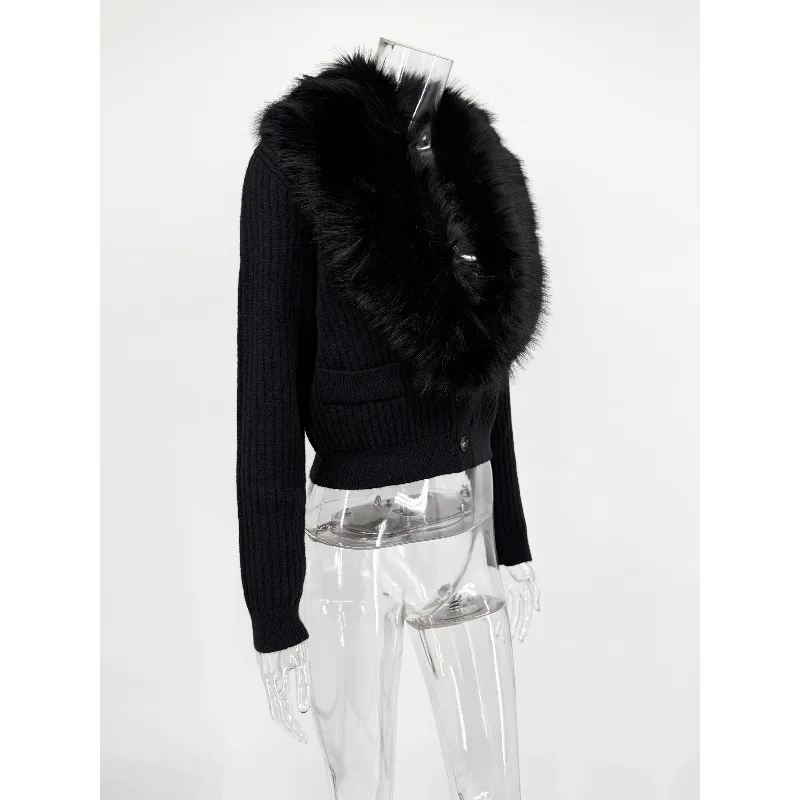 Tuularose Elegant Faux Fur Coats Women's Warm Puffy Slim Long-Sleeve Collared Cardigan Winter Fashion High-Street Women Outwear
