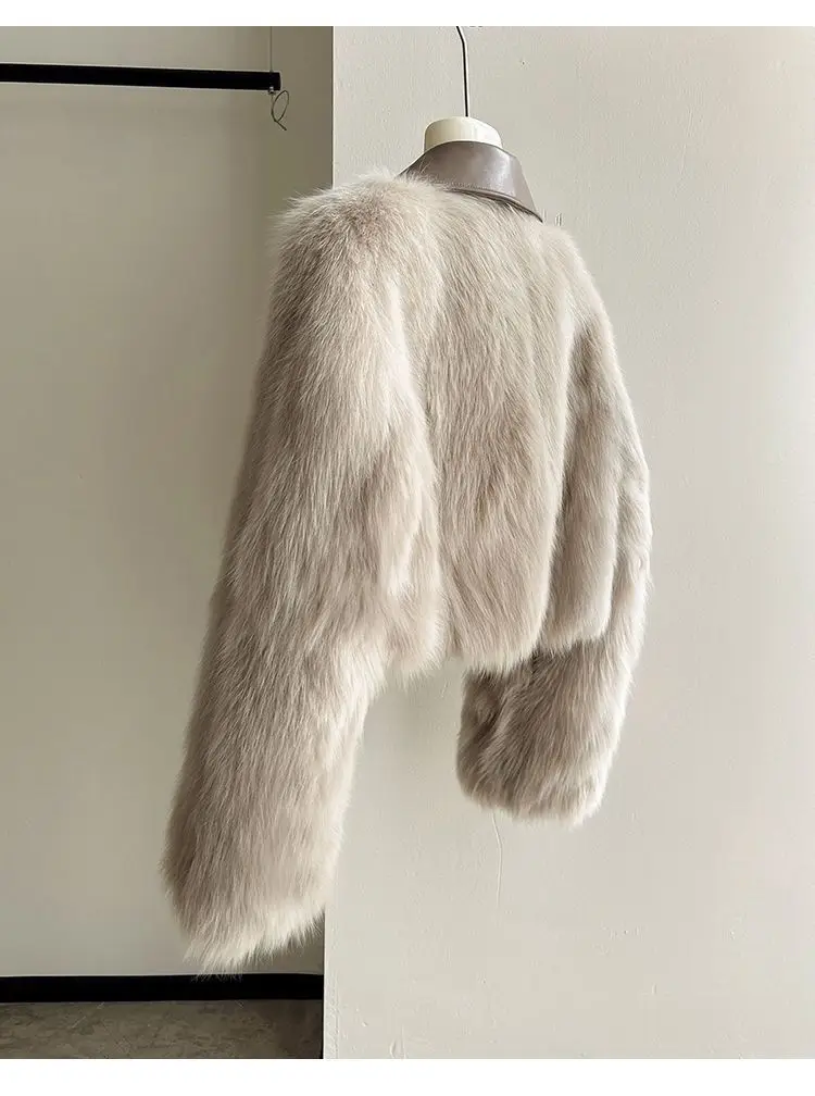 2025 New Autumn Winter Fur Coat Women's Short Lapel Imitation fox fur Long sleeved Korean version Fashion Zipper Thicken Top