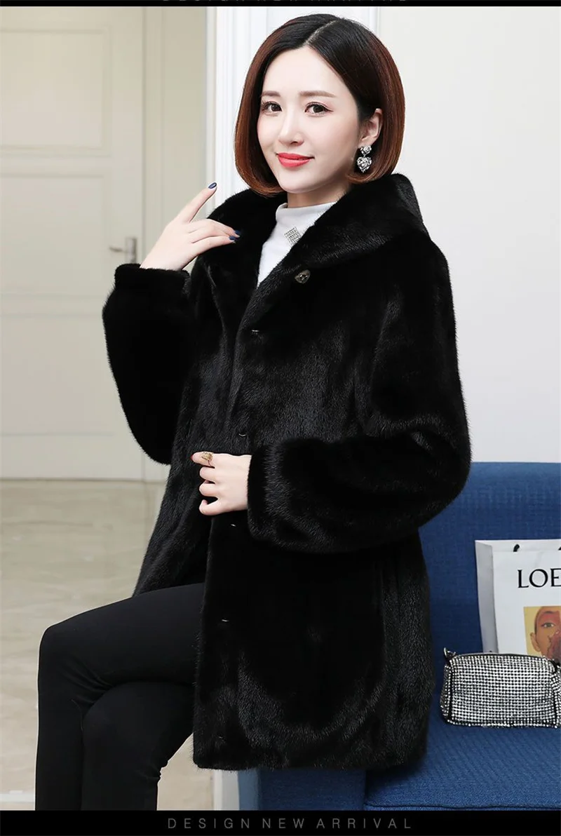 Womemn Faux Fur Coat Women Sheep Shearing Fall Winter Granular Velvet Korean Coat Short Faux Fox Fur Collar Hooded Coat Female