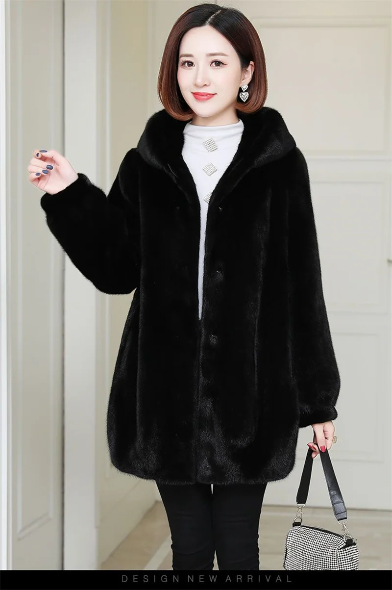 Womemn Faux Fur Coat Women Sheep Shearing Fall Winter Granular Velvet Korean Coat Short Faux Fox Fur Collar Hooded Coat Female