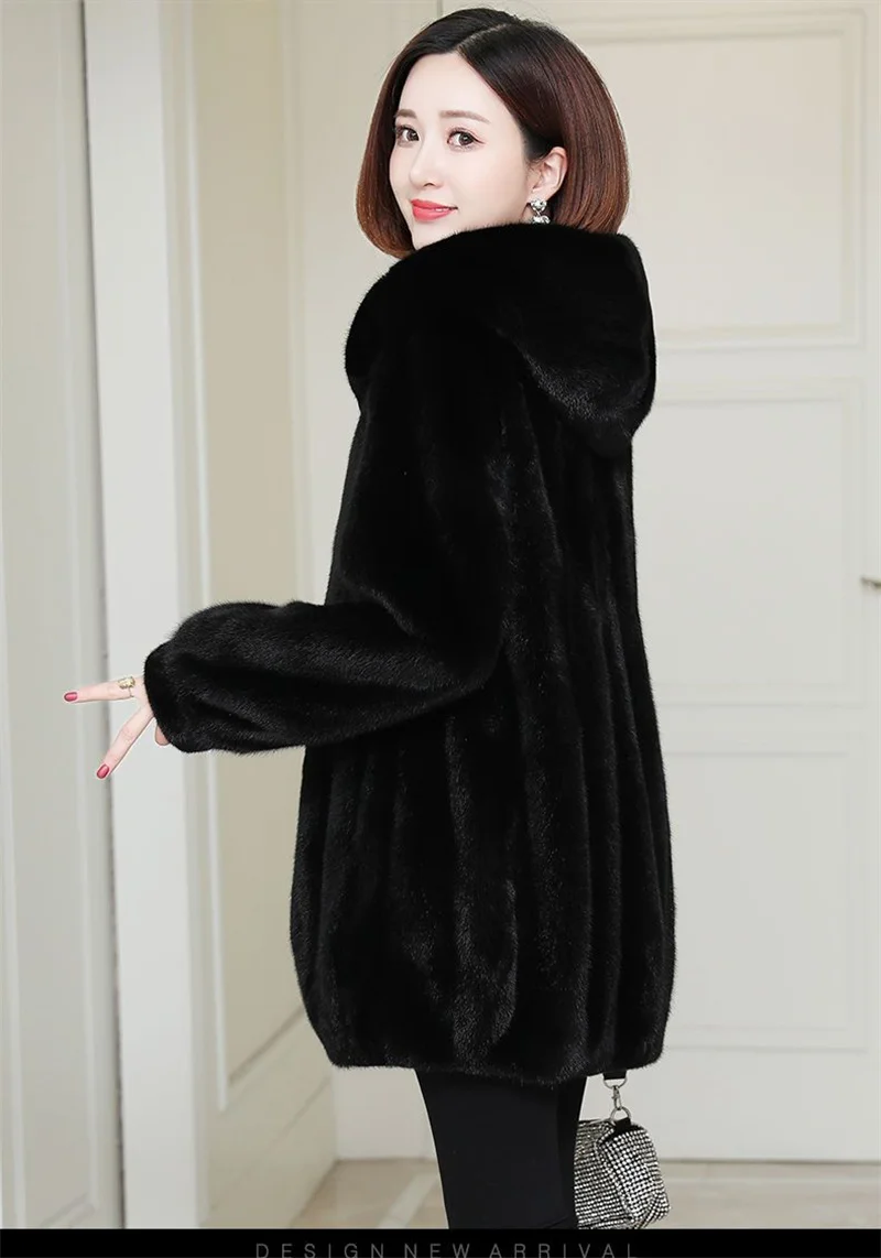 Womemn Faux Fur Coat Women Sheep Shearing Fall Winter Granular Velvet Korean Coat Short Faux Fox Fur Collar Hooded Coat Female