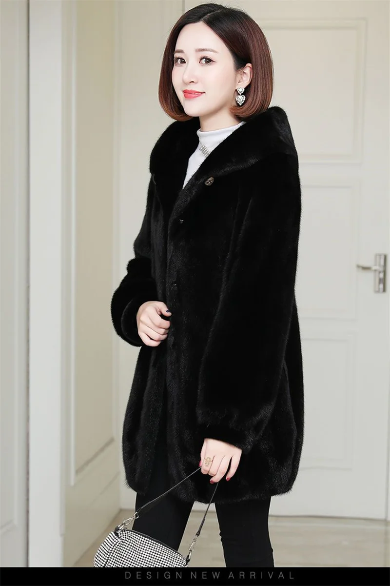 Womemn Faux Fur Coat Women Sheep Shearing Fall Winter Granular Velvet Korean Coat Short Faux Fox Fur Collar Hooded Coat Female
