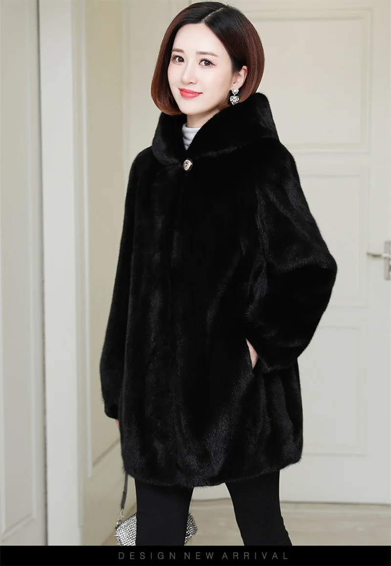 Womemn Faux Fur Coat Women Sheep Shearing Fall Winter Granular Velvet Korean Coat Short Faux Fox Fur Collar Hooded Coat Female