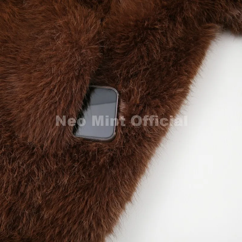 Neo Mint 2025 Winter Hot Brown Belted Faux Fur Coat Women Thick Warm Long Fox Fur Jacket Chic Brand Fashion Girls Furry Overcoat