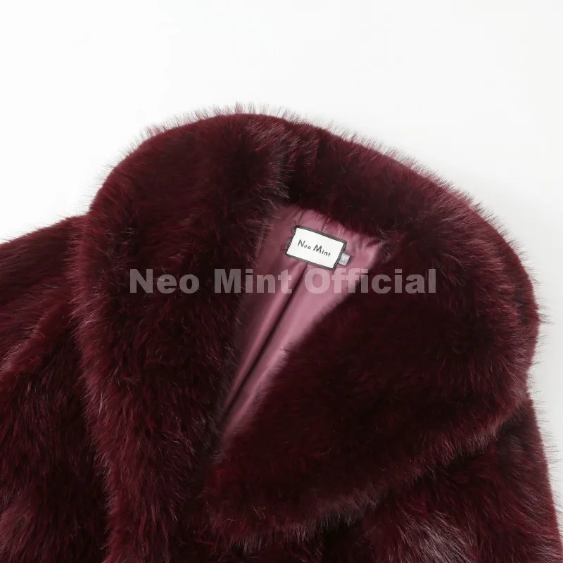 Neo Mint 2025 Winter Hot Brown Belted Faux Fur Coat Women Thick Warm Long Fox Fur Jacket Chic Brand Fashion Girls Furry Overcoat