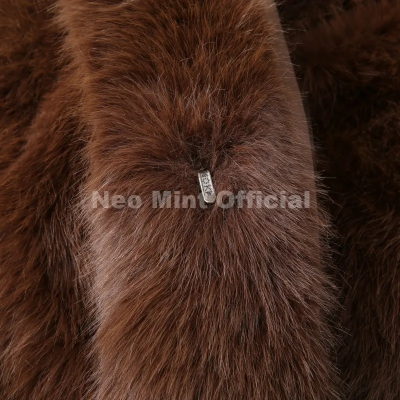 Neo Mint 2025 Winter Hot Brown Belted Faux Fur Coat Women Thick Warm Long Fox Fur Jacket Chic Brand Fashion Girls Furry Overcoat