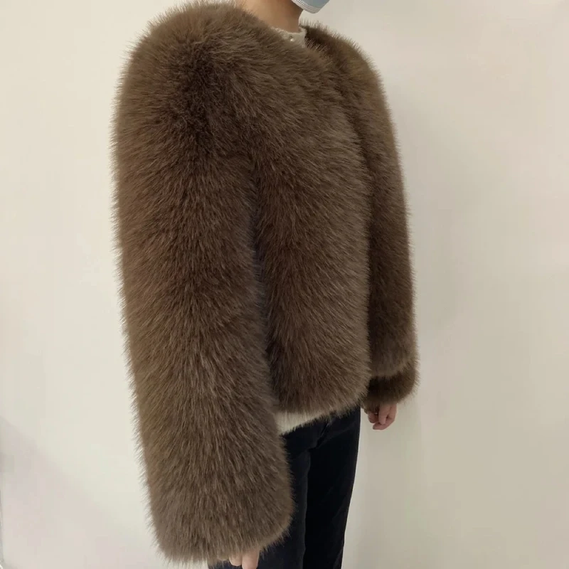 Street Fashion Luxury Faux Fur Coat Women Winter 2023 Hot Cool Girls Fluffy Short Fur Fox Jacket
