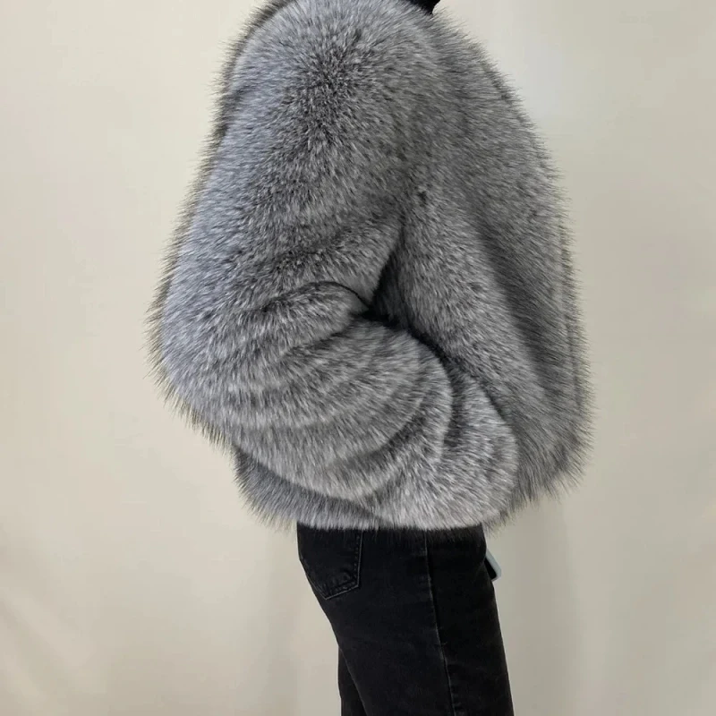 Street Fashion Luxury Faux Fur Coat Women Winter 2023 Hot Cool Girls Fluffy Short Fur Fox Jacket