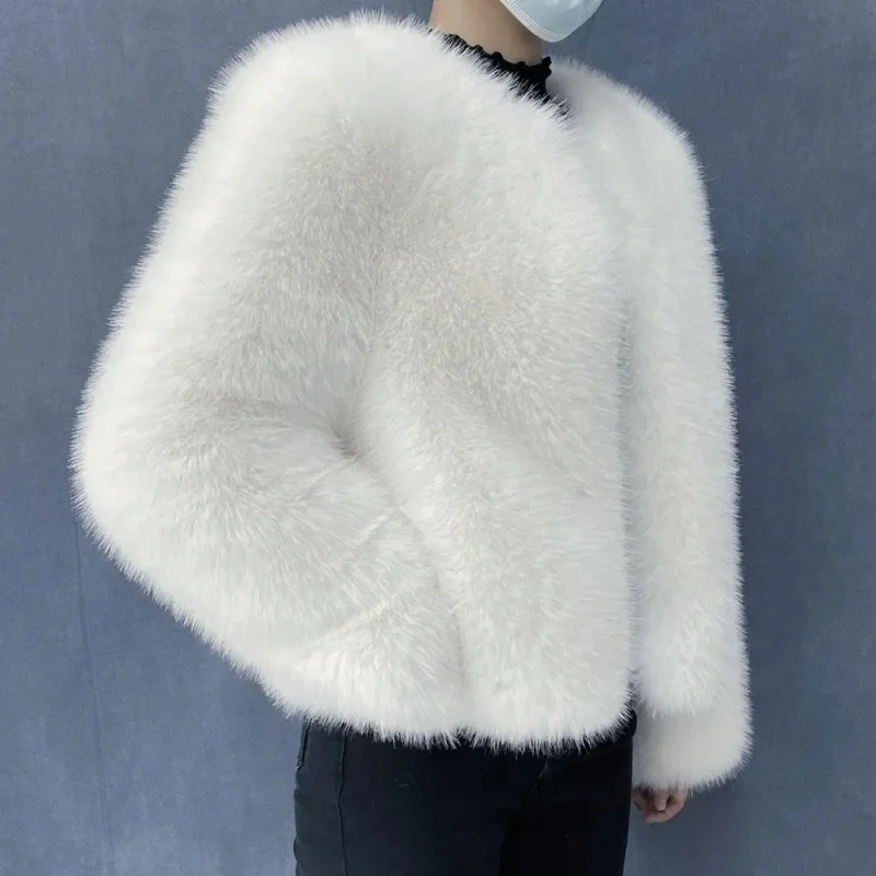 Street Fashion Luxury Faux Fur Coat Women Winter 2023 Hot Cool Girls Fluffy Short Fur Fox Jacket