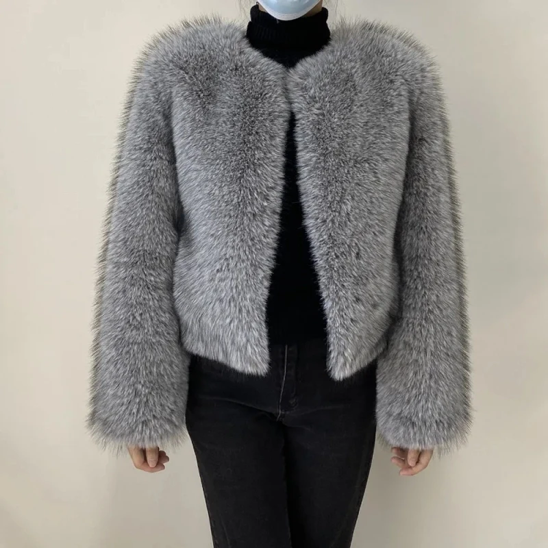 Street Fashion Luxury Faux Fur Coat Women Winter 2023 Hot Cool Girls Fluffy Short Fur Fox Jacket