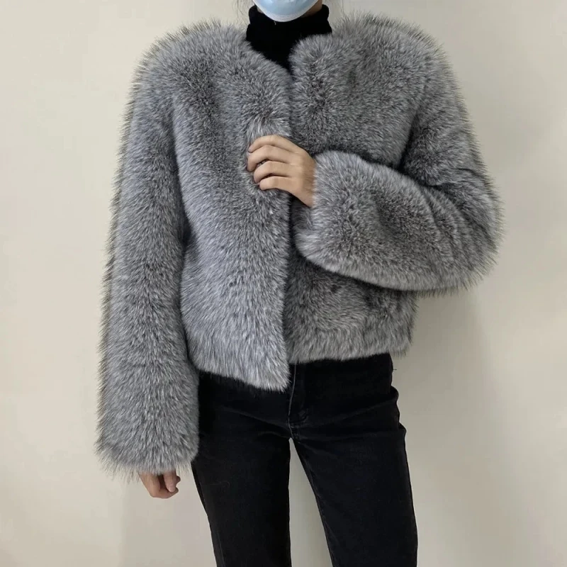 Street Fashion Luxury Faux Fur Coat Women Winter 2023 Hot Cool Girls Fluffy Short Fur Fox Jacket