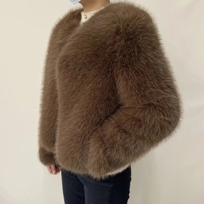 Street Fashion Luxury Faux Fur Coat Women Winter 2023 Hot Cool Girls Fluffy Short Fur Fox Jacket