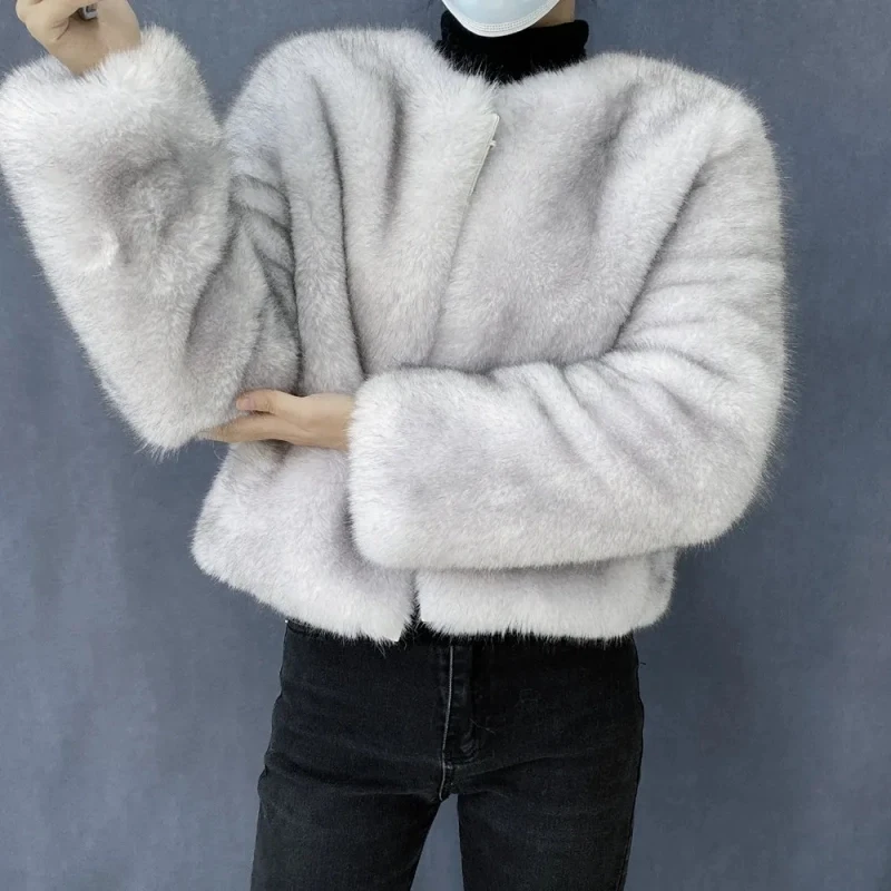 Street Fashion Luxury Faux Fur Coat Women Winter 2023 Hot Cool Girls Fluffy Short Fur Fox Jacket