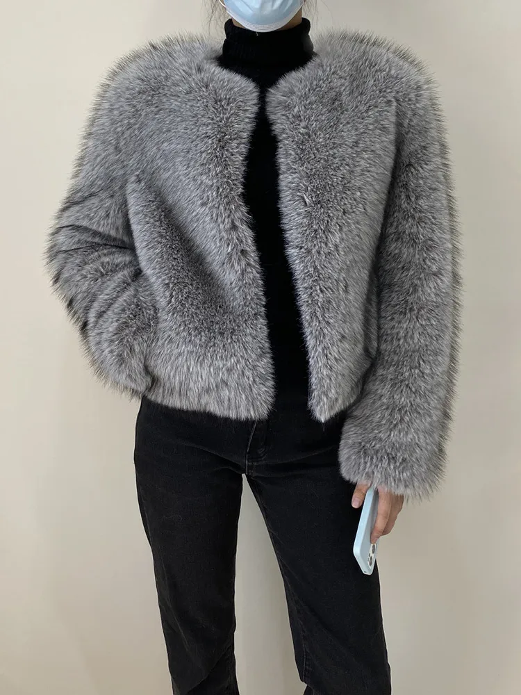 Street Fashion Luxury Faux Fur Coat Women Winter 2023 Hot Cool Girls Fluffy Short Fur Fox Jacket