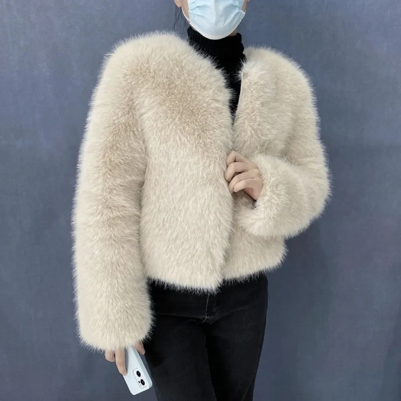 Street Fashion Luxury Faux Fur Coat Women Winter 2023 Hot Cool Girls Fluffy Short Fur Fox Jacket