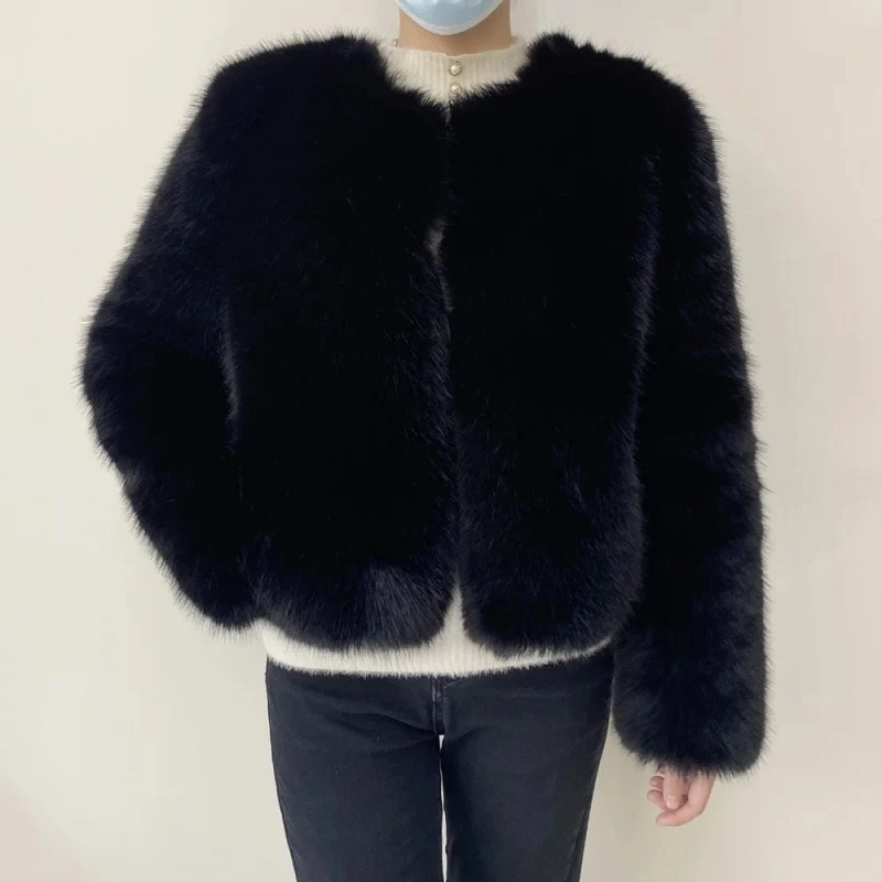 Street Fashion Luxury Faux Fur Coat Women Winter 2023 Hot Cool Girls Fluffy Short Fur Fox Jacket