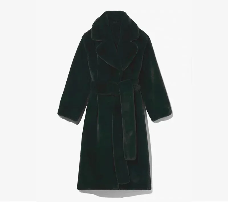2026 Faux Fur Maxi Jacket Women Thick Belt Autumn Winter Coat Long Warm Luxury Belt Fur Black Parkas Bontjas Furry Outerwear