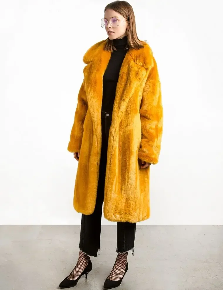 2026 Faux Fur Maxi Jacket Women Thick Belt Autumn Winter Coat Long Warm Luxury Belt Fur Black Parkas Bontjas Furry Outerwear