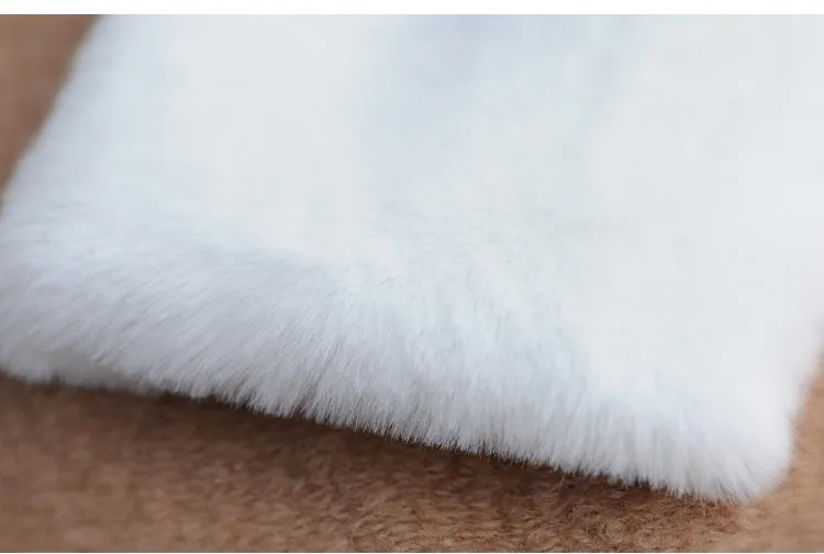 High Quality Faux Rabbit Hair Coat Women's Warm Outerwear Autumn Winter Short Faux Fox Fur Collar Coat Jacket Overcoat