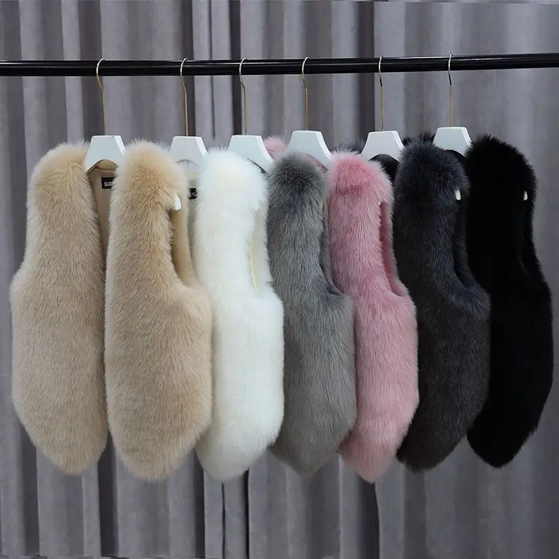 Women Fur Waistcoat Autumn Winter New Imitation Rabbit Hair With Sleeveless Shoulders Outside Horse Folder Inner Wear Vest Women
