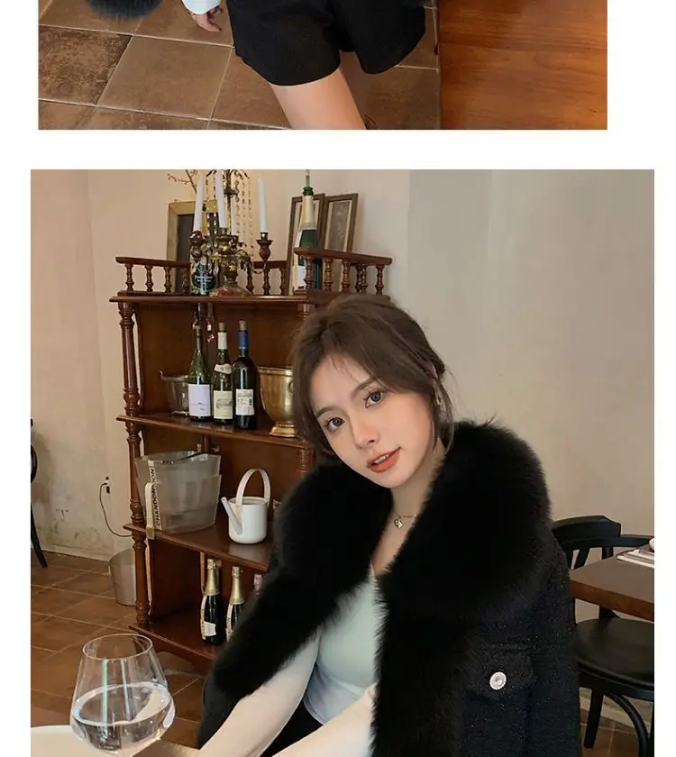 Sparkling Small Fragrant Wind Fur Coat Women 2023 Autumn/Winter New Combination Rough Tweed Imitation Fox Fur Top Warm cardigan