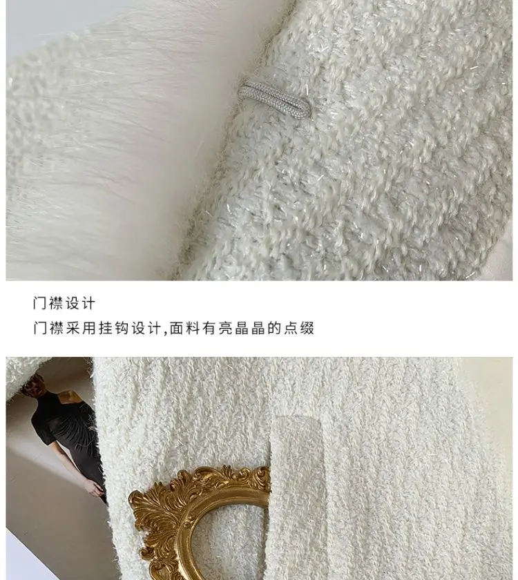 Sparkling Small Fragrant Wind Fur Coat Women 2023 Autumn/Winter New Combination Rough Tweed Imitation Fox Fur Top Warm cardigan