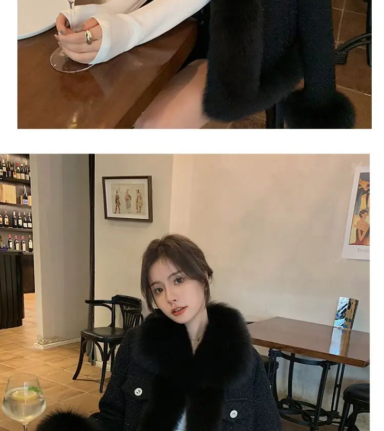 Sparkling Small Fragrant Wind Fur Coat Women 2023 Autumn/Winter New Combination Rough Tweed Imitation Fox Fur Top Warm cardigan