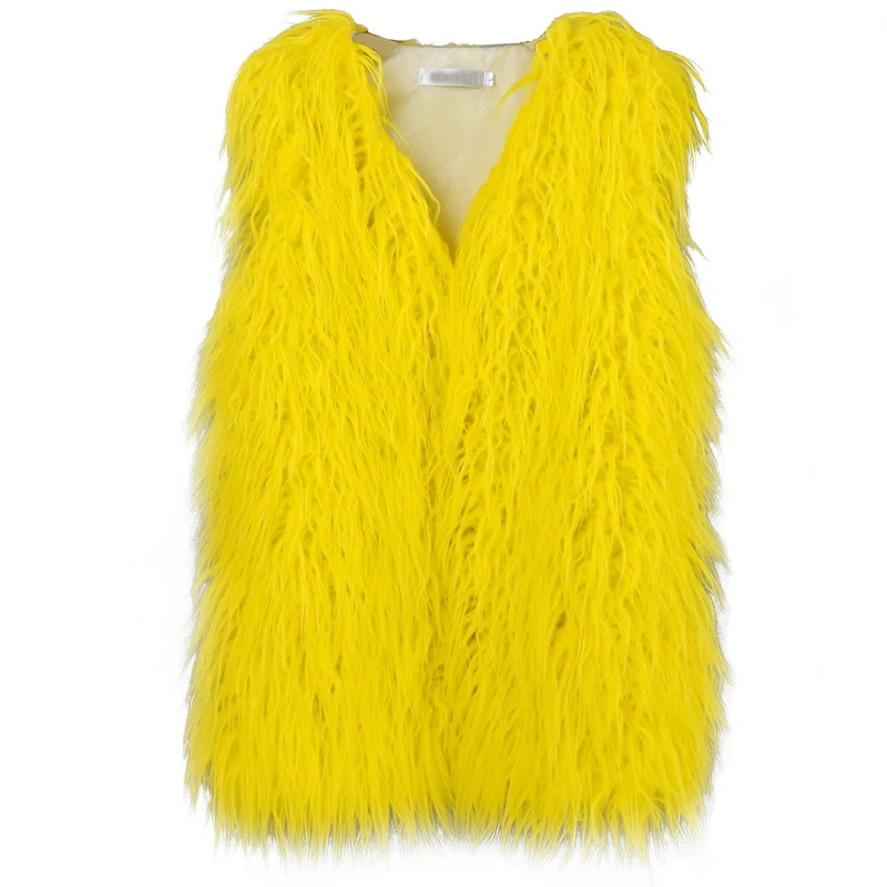ZADORIN Fashion Winter 75cm Long Fluffy Faux Fur Vest Women Colorful Faux Mongolia Sheep Fur Gilet Fake Fur Jackets Women Coats