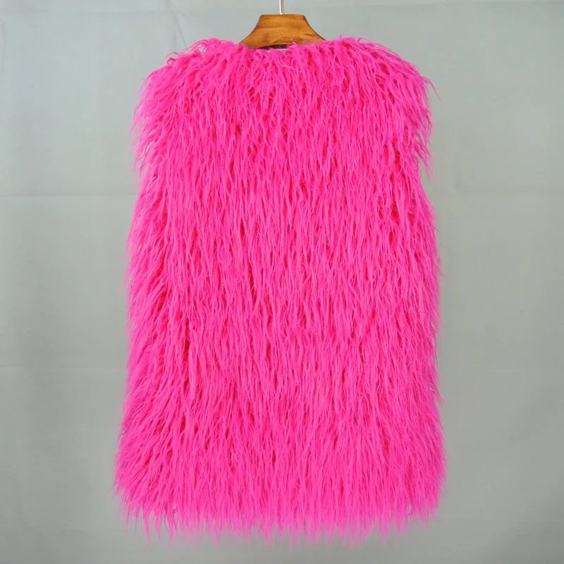 ZADORIN Fashion Winter 75cm Long Fluffy Faux Fur Vest Women Colorful Faux Mongolia Sheep Fur Gilet Fake Fur Jackets Women Coats