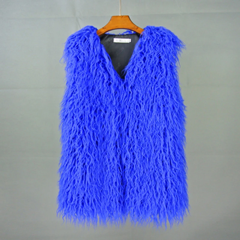 ZADORIN Fashion Winter 75cm Long Fluffy Faux Fur Vest Women Colorful Faux Mongolia Sheep Fur Gilet Fake Fur Jackets Women Coats