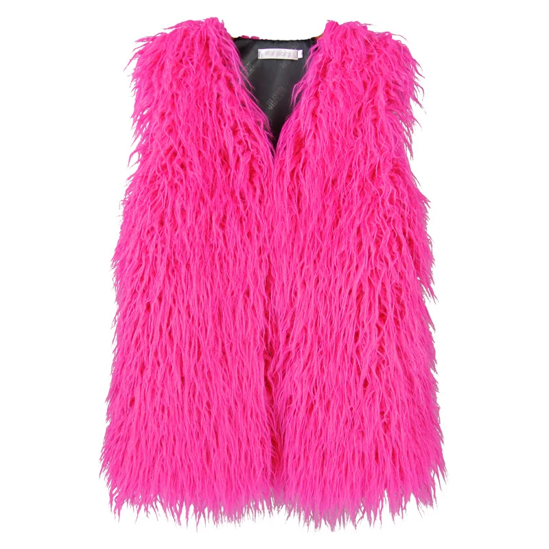 ZADORIN Fashion Winter 75cm Long Fluffy Faux Fur Vest Women Colorful Faux Mongolia Sheep Fur Gilet Fake Fur Jackets Women Coats
