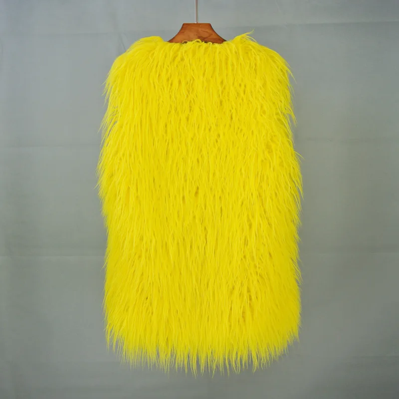 ZADORIN Fashion Winter 75cm Long Fluffy Faux Fur Vest Women Colorful Faux Mongolia Sheep Fur Gilet Fake Fur Jackets Women Coats