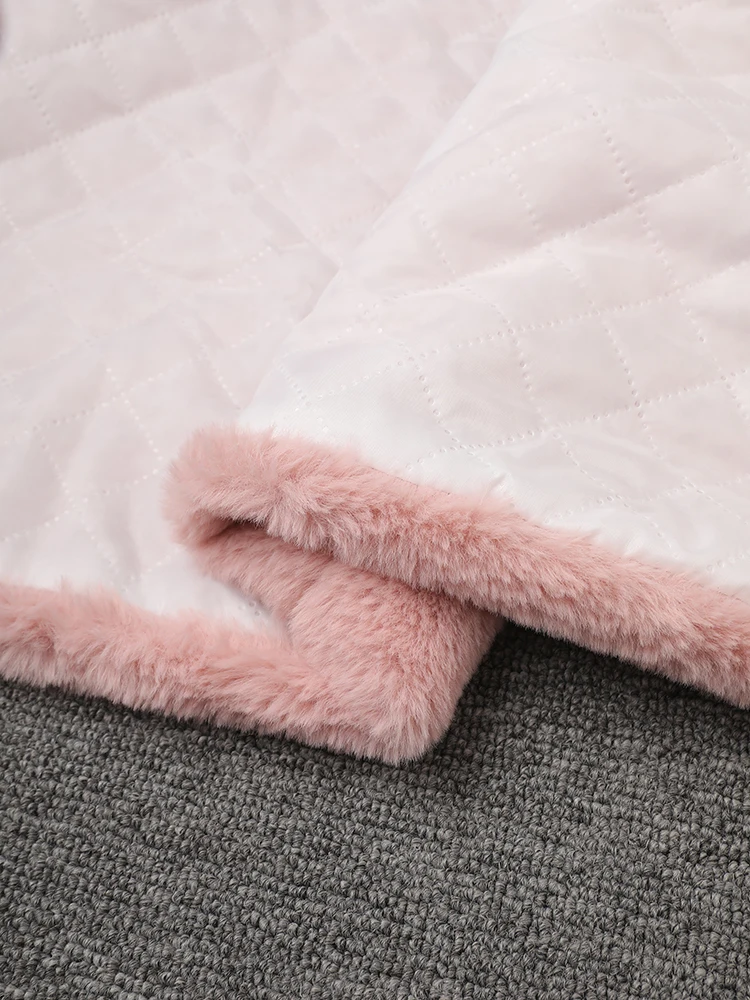 DEAT Fashion Contrast Color Faux Fur Coat Women's Lapel Loose Long Sleeves Plush Thick Overcoat Winter New