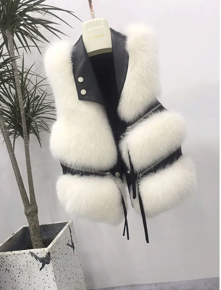 Fur Coat Women's Vest Short Clothing Autumn Winter Patchwork Slim Fashion Versatile