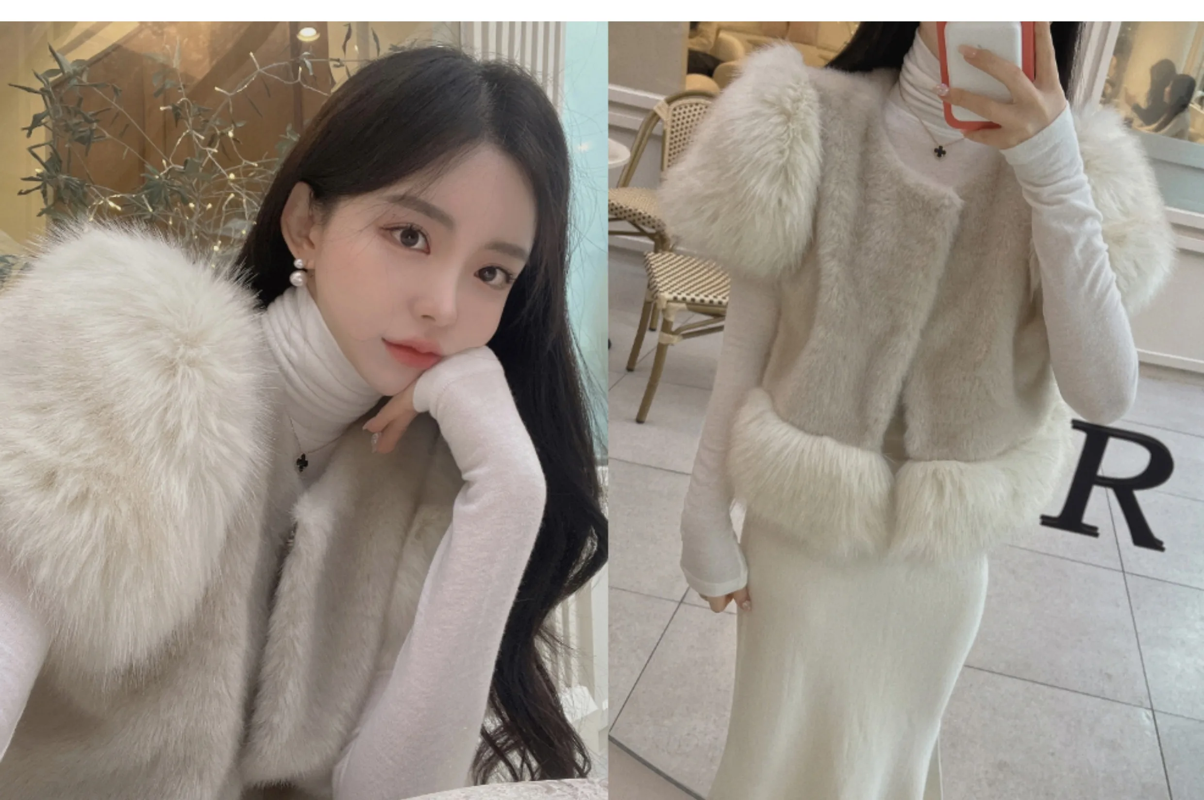 South korea Dongdaemun Autumn and Winter New Retro Sweet Fur Fur Vest Patchwork Heavy Industry Imitation Fox Fur Outerwear Women