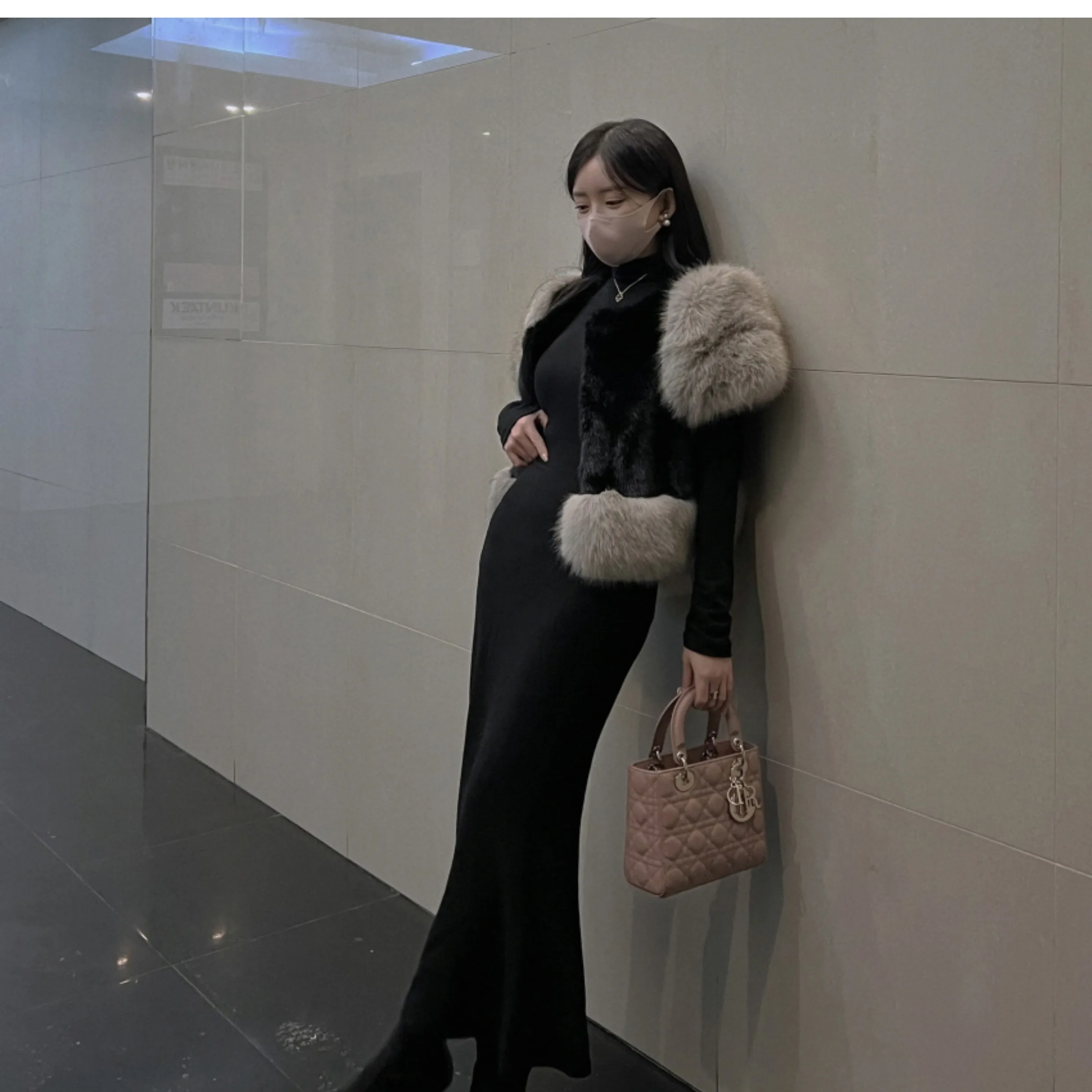 South korea Dongdaemun Autumn and Winter New Retro Sweet Fur Fur Vest Patchwork Heavy Industry Imitation Fox Fur Outerwear Women