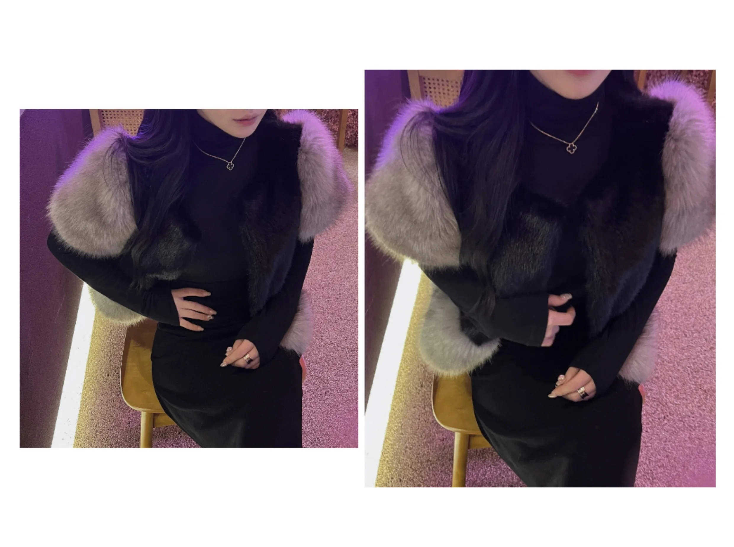 South korea Dongdaemun Autumn and Winter New Retro Sweet Fur Fur Vest Patchwork Heavy Industry Imitation Fox Fur Outerwear Women