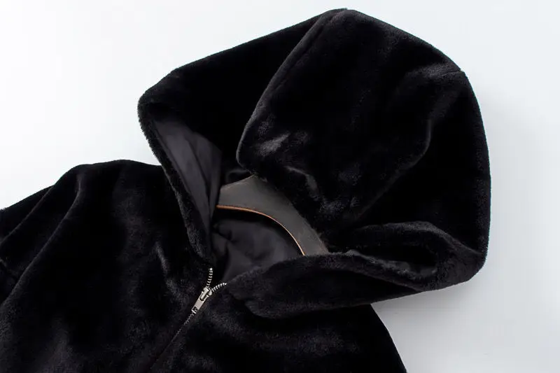 Y2k Women Soft Faux Fur Jacket Autumn Winter Cropped Jacket Black Long-sleeve Streetwear Zipper Jacket Warm Fur Coat Hooded Tops