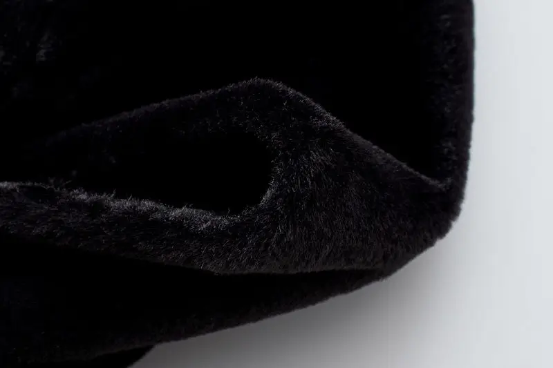 Y2k Women Soft Faux Fur Jacket Autumn Winter Cropped Jacket Black Long-sleeve Streetwear Zipper Jacket Warm Fur Coat Hooded Tops