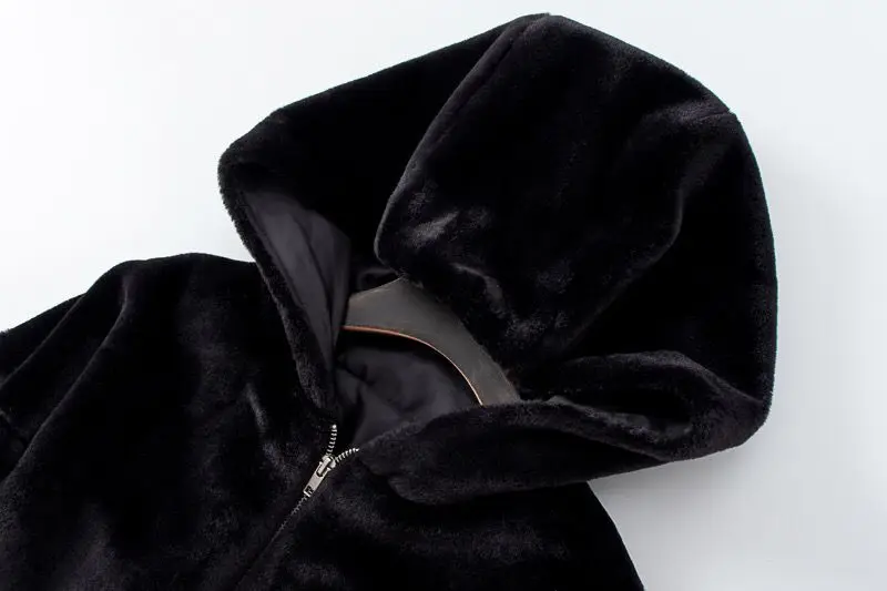 Y2k Women Soft Faux Fur Jacket Autumn Winter Cropped Jacket Black Long-sleeve Streetwear Zipper Jacket Warm Fur Coat Hooded Tops