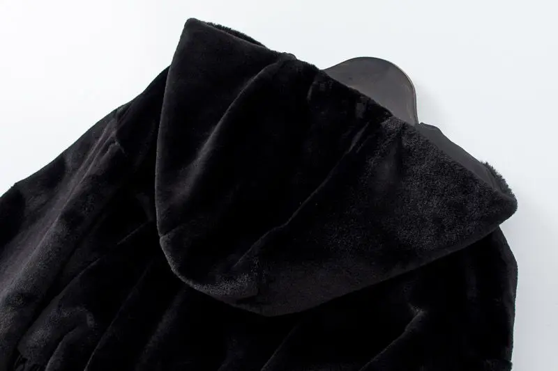 Y2k Women Soft Faux Fur Jacket Autumn Winter Cropped Jacket Black Long-sleeve Streetwear Zipper Jacket Warm Fur Coat Hooded Tops