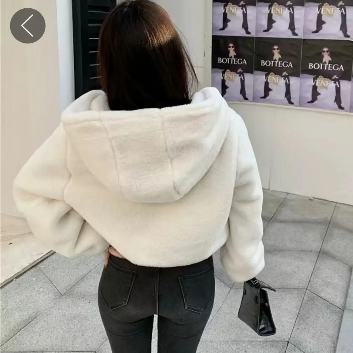 Y2k Women Soft Faux Fur Jacket Autumn Winter Cropped Jacket Black Long-sleeve Streetwear Zipper Jacket Warm Fur Coat Hooded Tops