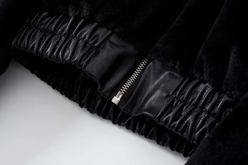Y2k Women Soft Faux Fur Jacket Autumn Winter Cropped Jacket Black Long-sleeve Streetwear Zipper Jacket Warm Fur Coat Hooded Tops