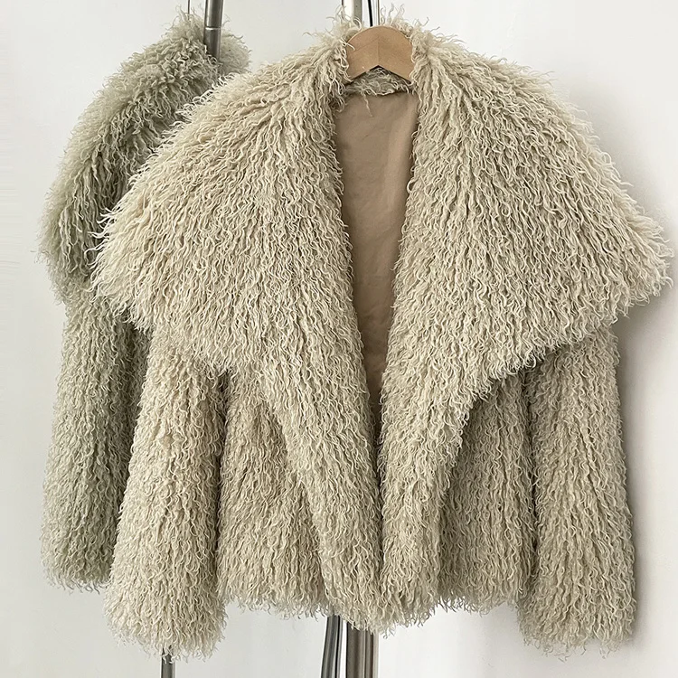Mueyeruho 2025 Fall Winter Women Faux Fur Jacket Coat Tassel Solid Long Sleeve Thick Warm Overcoat Outwear Fluffy Coat For Women