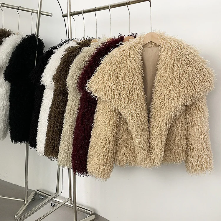 Mueyeruho 2025 Fall Winter Women Faux Fur Jacket Coat Tassel Solid Long Sleeve Thick Warm Overcoat Outwear Fluffy Coat For Women